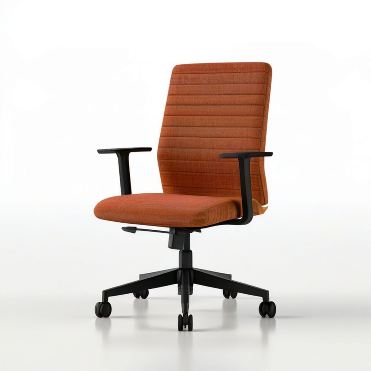 Bürodrehstuhl mit Armlehnen und Rollen, Orange/Schwarz, 60 x 60 x 96–106 cm