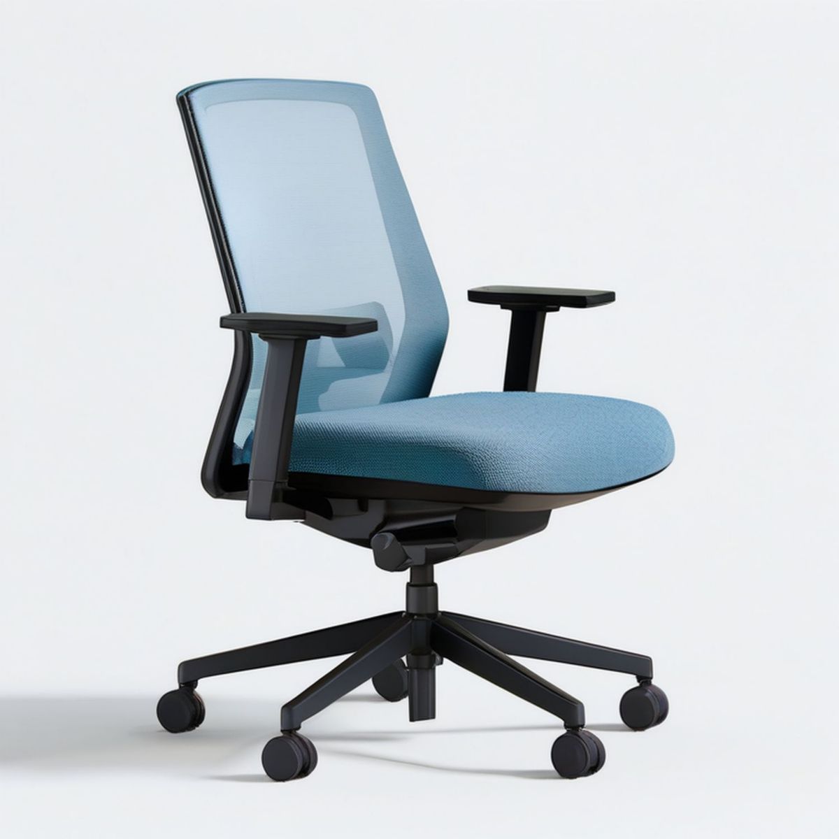 Ergonomischer Bürodrehstuhl Hellblau/Schwarz, 66 × 66 × 105–115 cm