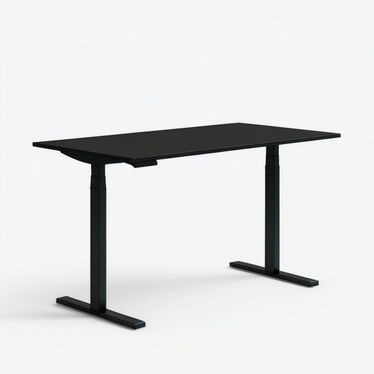 Elektrisch höhenverstellbarer Schreibtisch, 120 x 60 cm, Schwarz, rechteckig, Spanplatte und Stahlgestell