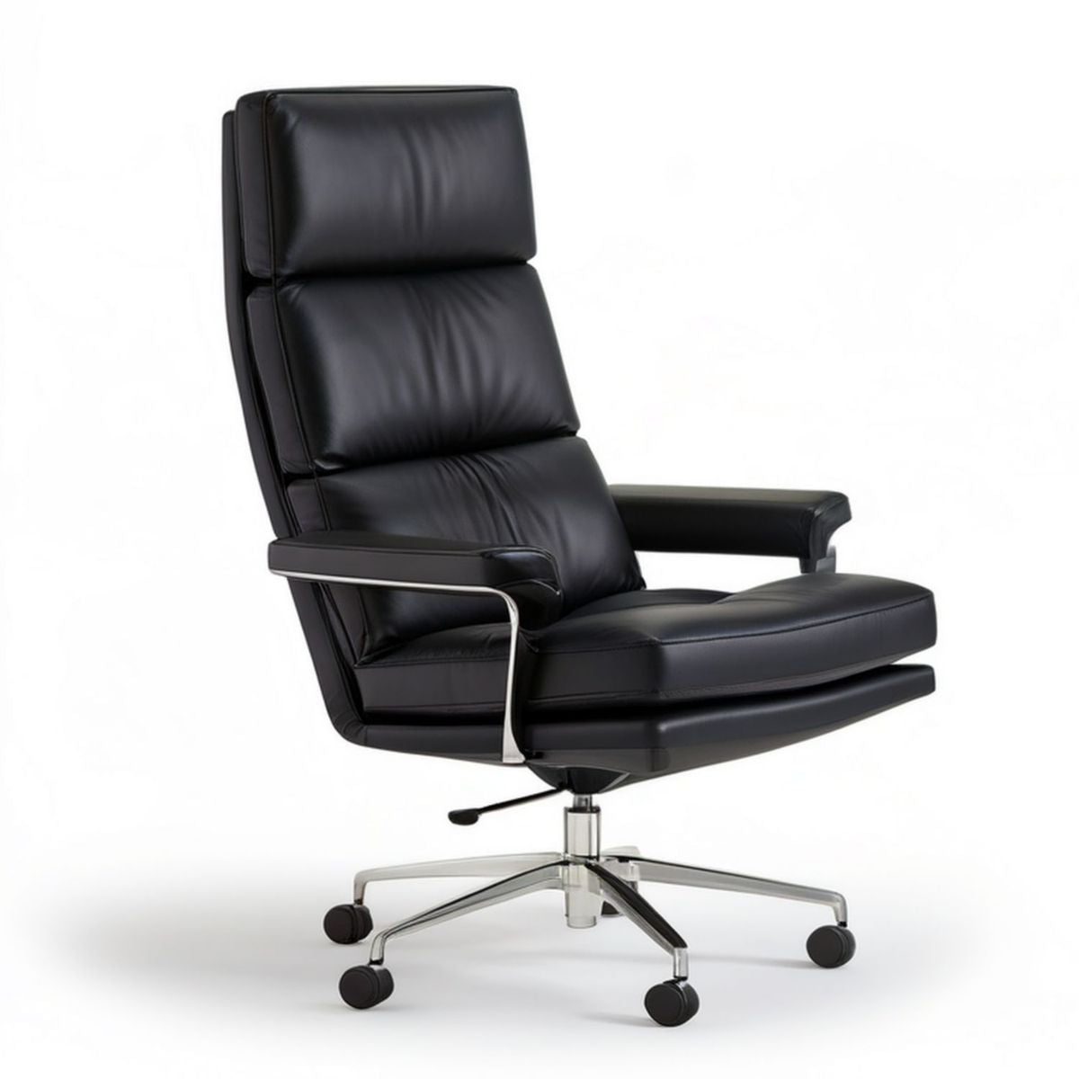 Drehbarer Chefsessel mit Rollen, PU-Kunstleder, Schwarz/Silber, 67 x 70 x 112–122 cm