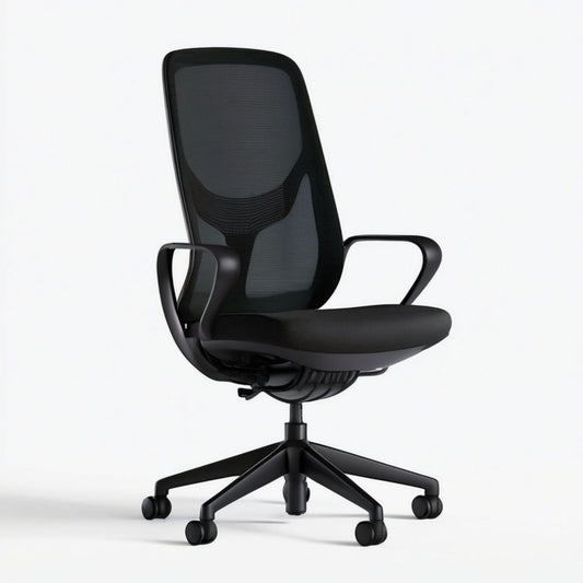 Ergonomischer Bürodrehstuhl mit Netzrückenlehne, Schwarz, 64 x 64 x 116–126 cm