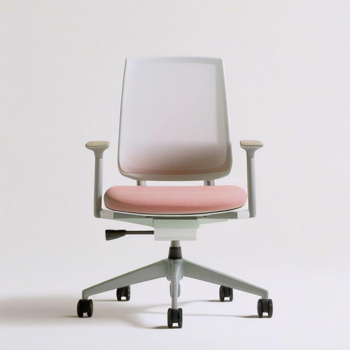 Bürostuhl mit Armlehnen, 60 x 60 x 94–104 cm, Rosa/Hellgrau
